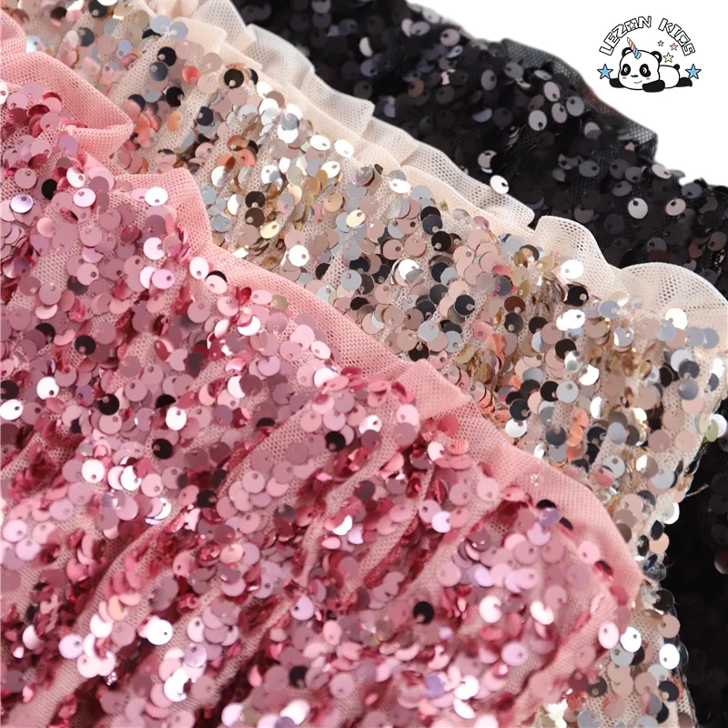 LEZONKIDS - Customize Different Designs and Fabrics Girls Skirt Sequin Fashionable Kids Skirts for 2-8T